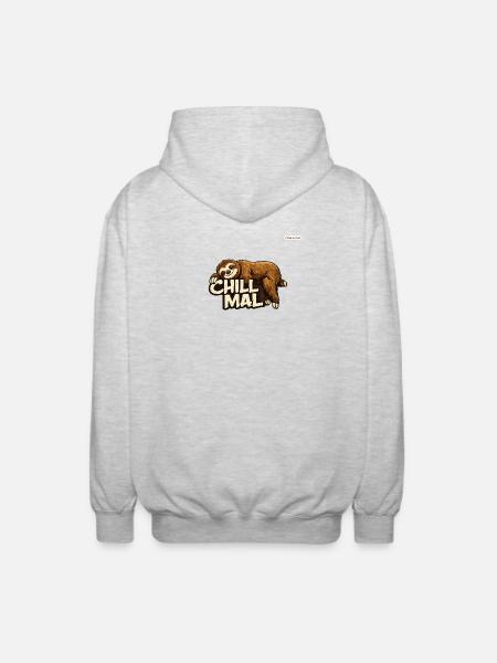 Chill Mal Sloth Illustration - Unisex Kapuzenjacke - Hellgrau meliert