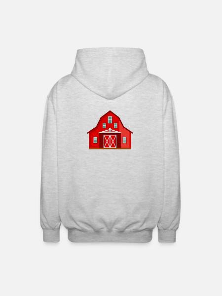 Red barn - Unisex Hooded Jacket - light heather grey
