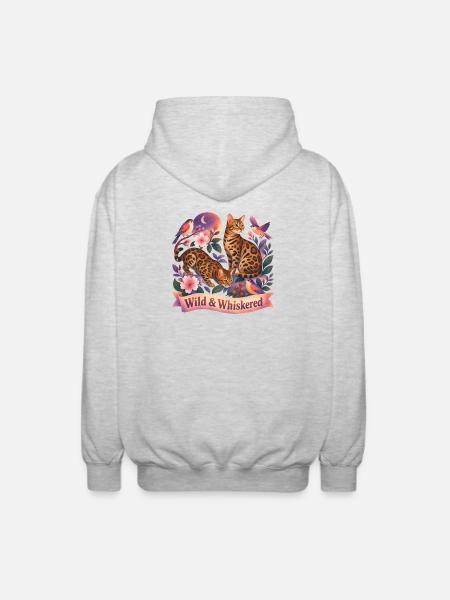 Magical Nature Bengal Cat - Unisex Hooded Jacket - light heather grey