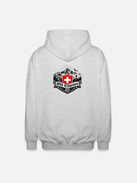 DNA Schweizer - Eidgenossenschaft - Unisex Kapuzenjacke - Hellgrau meliert