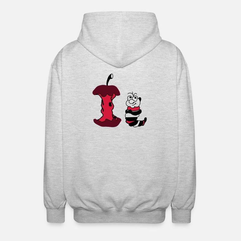 Apfel und Wurm - Unisex Kapuzenjacke - Hellgrau meliert