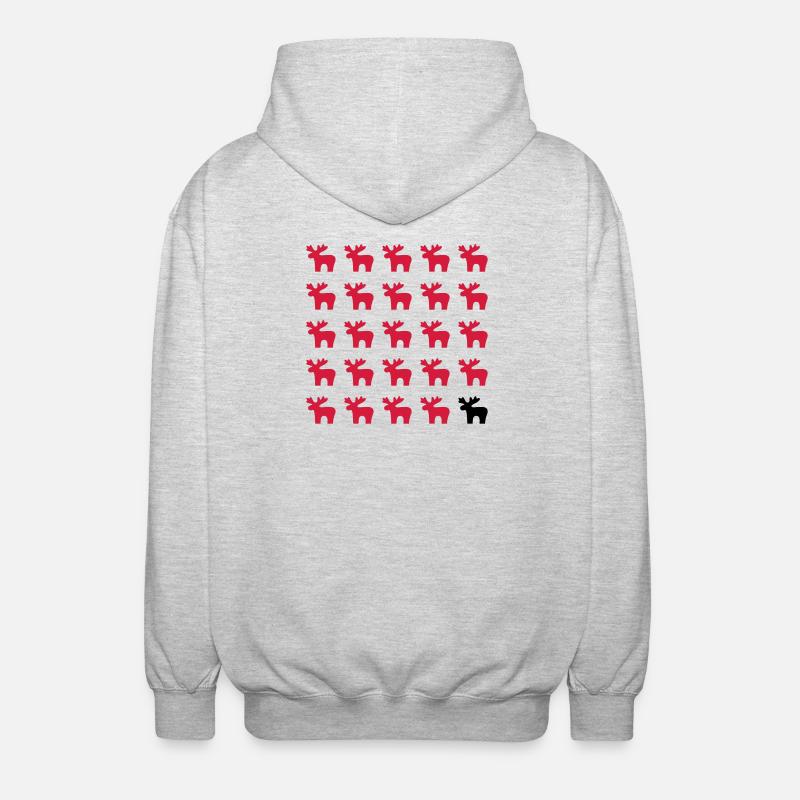 Moose Moose Pattern I Noël - Veste à capuche unisexe - gris clair chiné