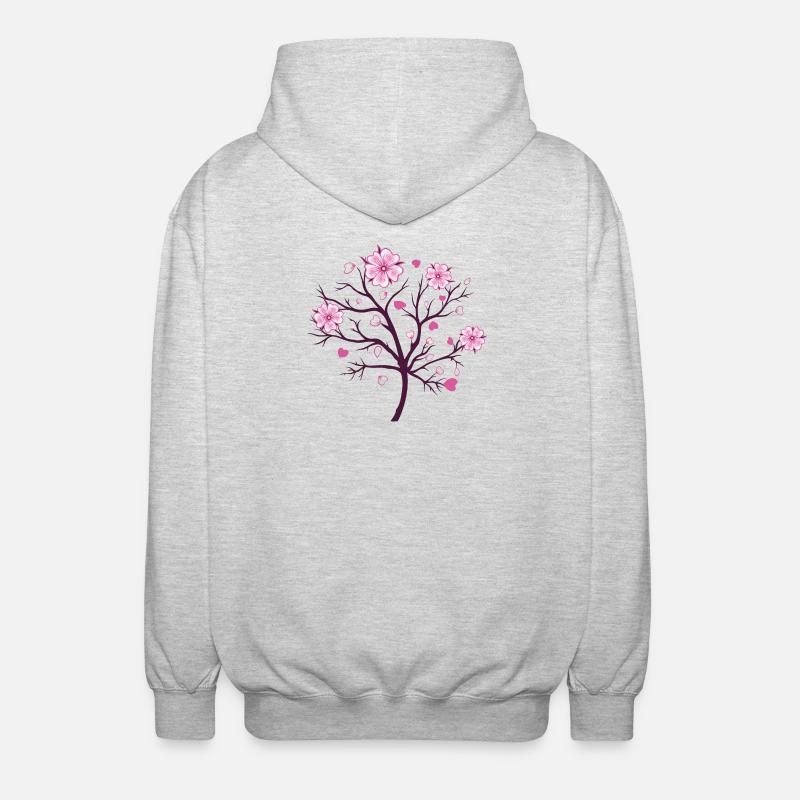 Kirschblüten Blüten Sakura Frühling - Unisex Kapuzenjacke - Hellgrau meliert