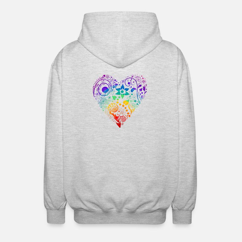 Regenbogen Herz - Unisex Kapuzenjacke - Hellgrau meliert