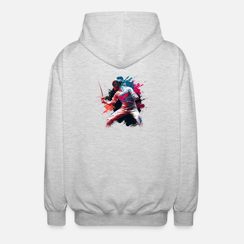 Farbexplosiver Fechter Graffiti - Unisex Kapuzenjacke - Hellgrau meliert