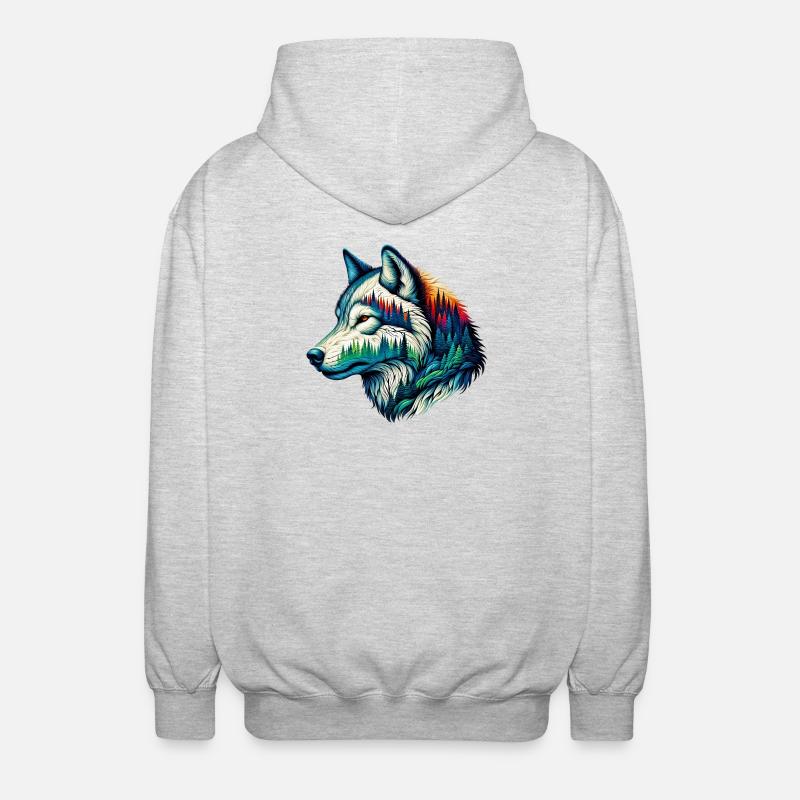 Wolf - Unisex Hooded Jacket - light heather grey