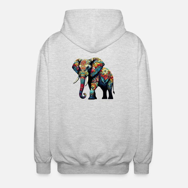 Éléphant - Veste à capuche unisexe - gris clair chiné