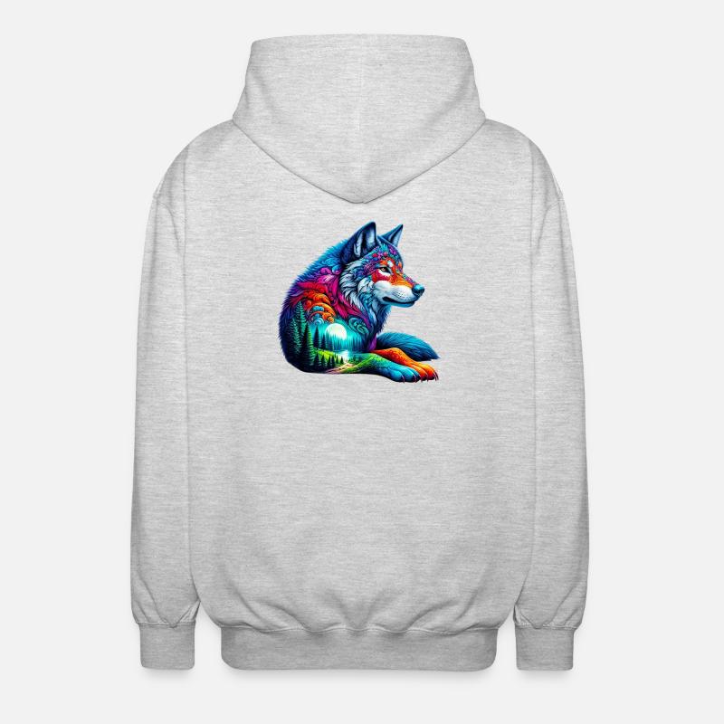 Wolf - Unisex Kapuzenjacke - Hellgrau meliert