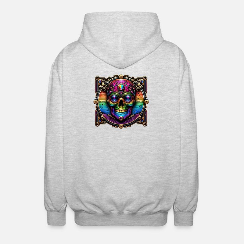 Conception de crâne arc-en-ciel cyberpunk - Veste à capuche unisexe - gris clair chiné
