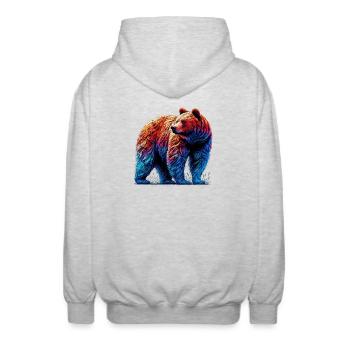 Bär - Unisex Kapuzenjacke - Hellgrau meliert - Hinten - AI Model Male 185 light (185cm)