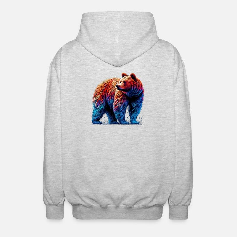 Bär - Unisex Kapuzenjacke - Hellgrau meliert