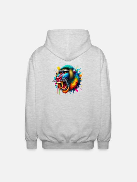 Mandrill Monkey - Unisex Hooded Jacket - light heather grey