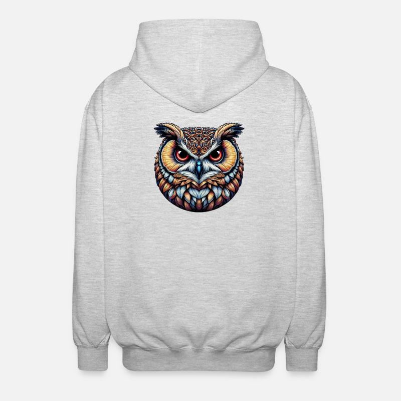 Eule - Unisex Kapuzenjacke - Hellgrau meliert