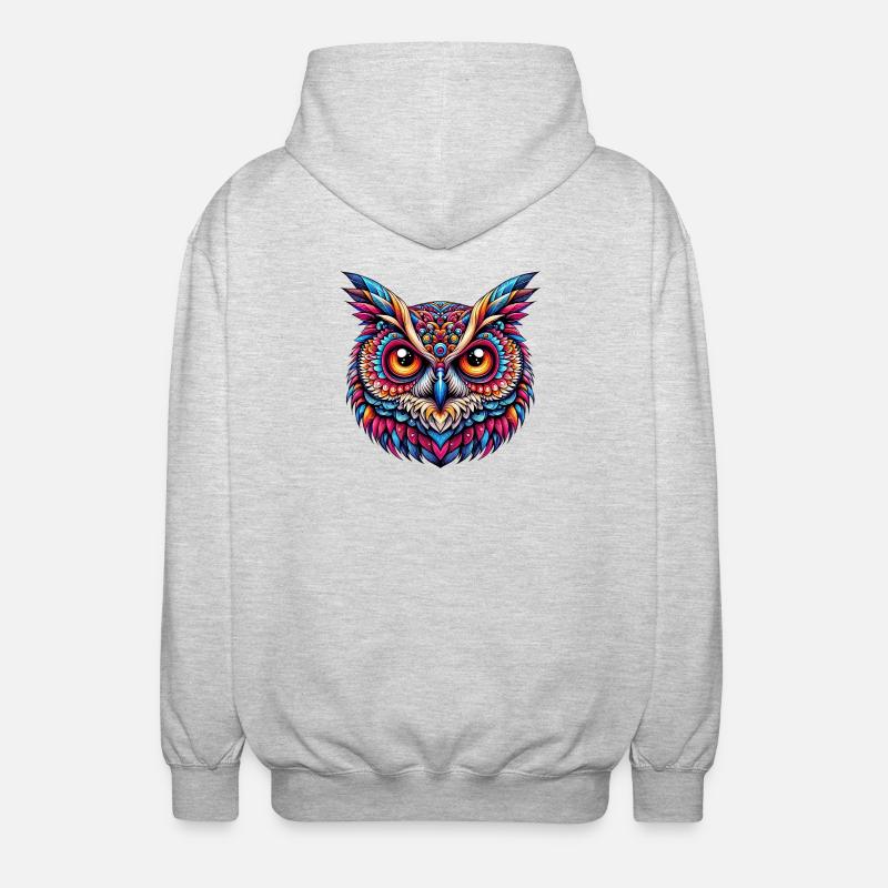 Eule - Unisex Kapuzenjacke - Hellgrau meliert