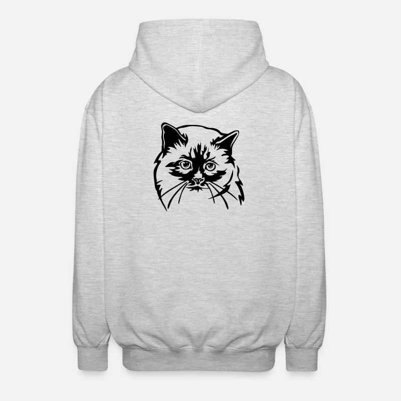 Chat birman - Veste à capuche unisexe - gris clair chiné