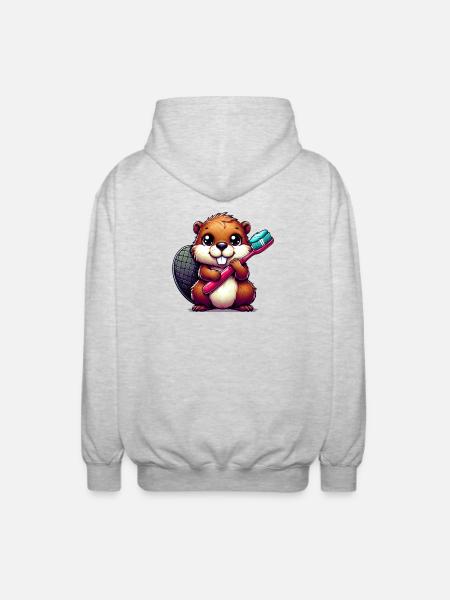 Castor - Veste à capuche unisexe - gris clair chiné
