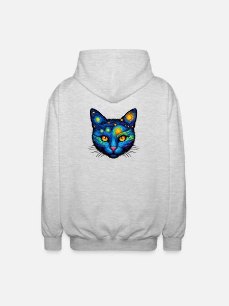 Cat - Unisex Hooded Jacket - light heather grey