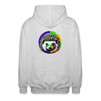 Igel - Unisex Kapuzenjacke - Hellgrau meliert - Hinten - AI Model Male 185 light (185cm)