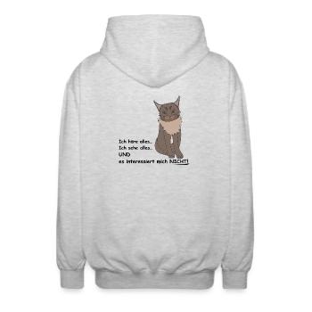 Lustiger Spruch - Kein Interesse - Unisex Kapuzenjacke - Hellgrau meliert - Hinten - AI Model Male 185 light (185cm)
