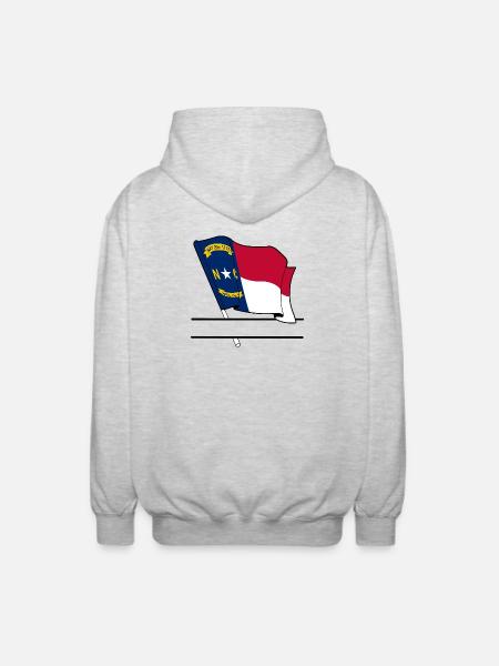 North Carolina flag text banner - Unisex Hooded Jacket - light heather grey