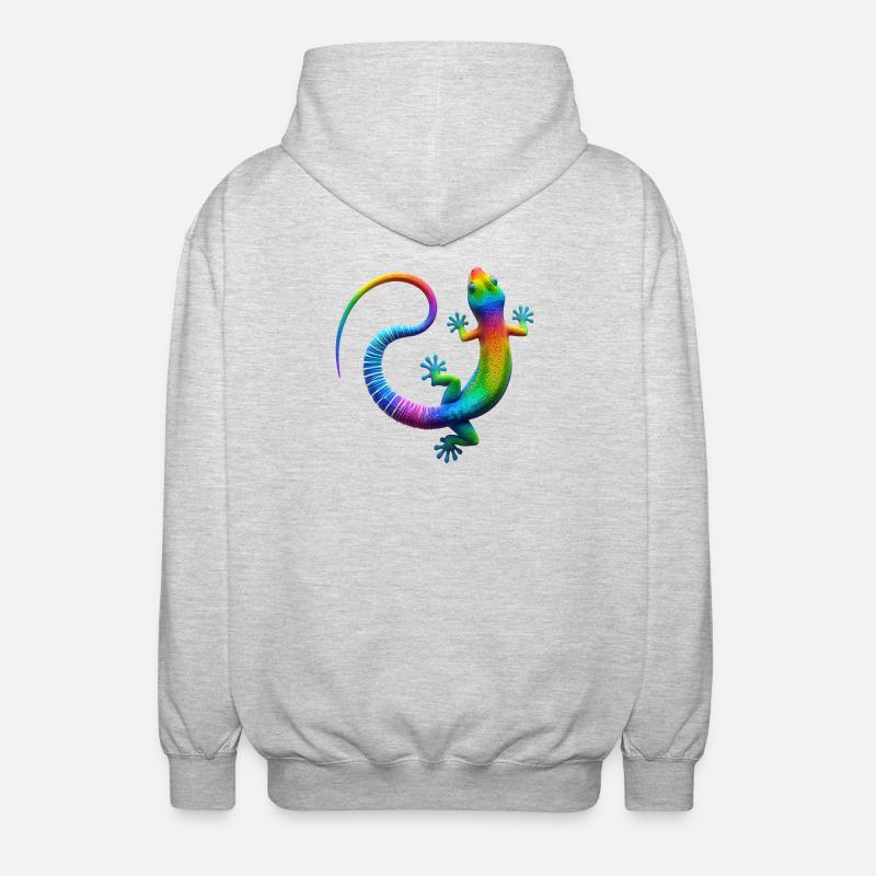 Regenbogen Gecko - Unisex Kapuzenjacke - Hellgrau meliert