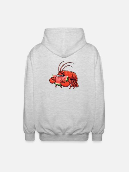 Sweet Lobster Summer Cartoon Watermelon Fruity - Unisex Hooded Jacket - light heather grey
