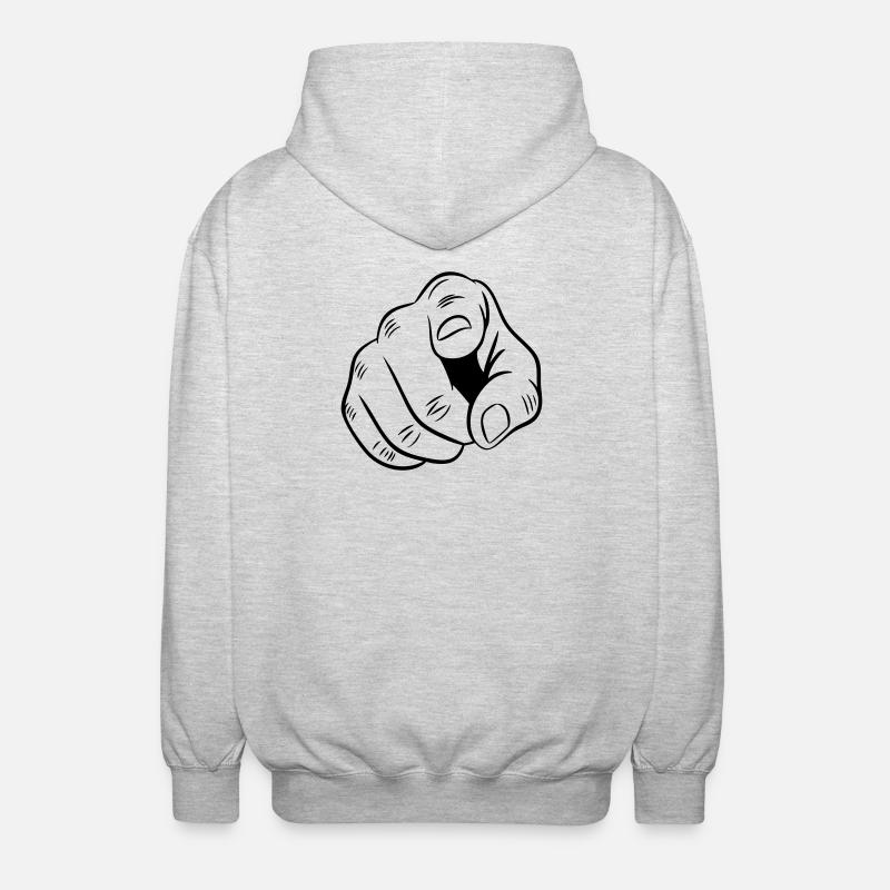 Illustration de main pointée - Veste à capuche unisexe - gris clair chiné