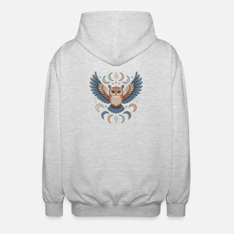 Boho Eule - Unisex Kapuzenjacke - Hellgrau meliert
