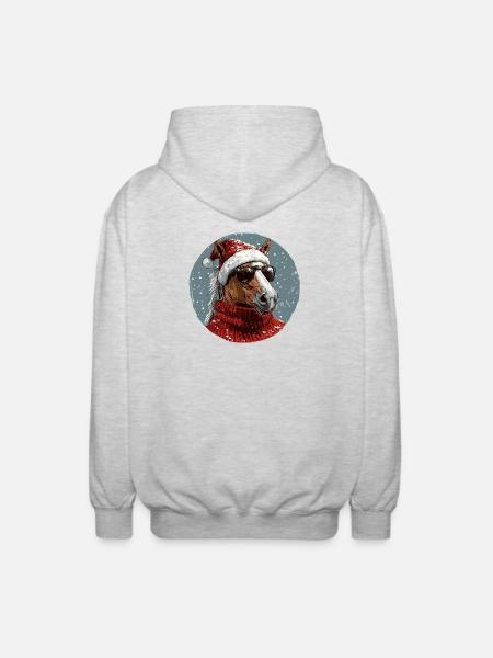 Noël de Noël cheval - Veste à capuche unisexe - gris clair chiné