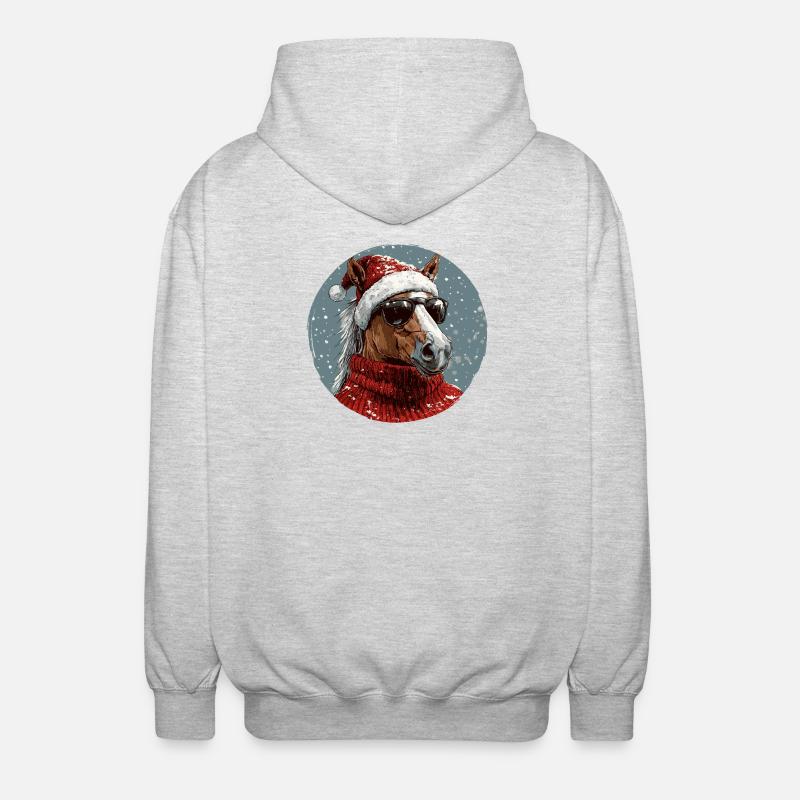 Noël de Noël cheval - Veste à capuche unisexe - gris clair chiné