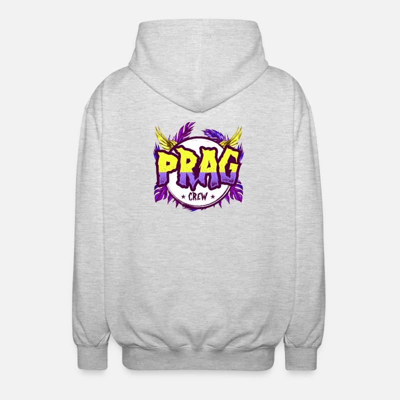 Prag Crew Bunt - Unisex Kapuzenjacke - Hellgrau meliert