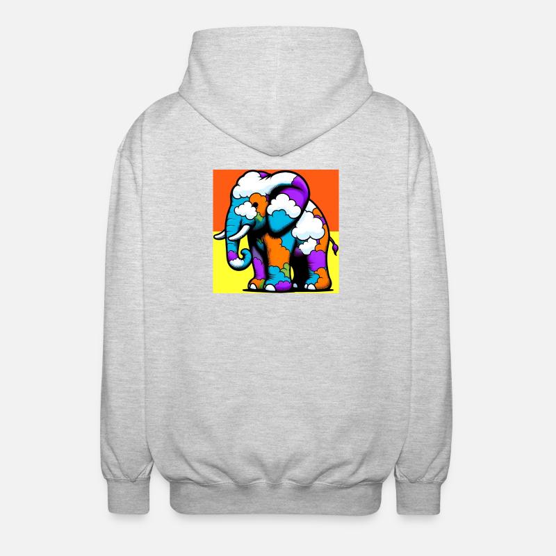 Elephant with Cloud and Clouds - Unisex Hooded Jacket - light heather grey