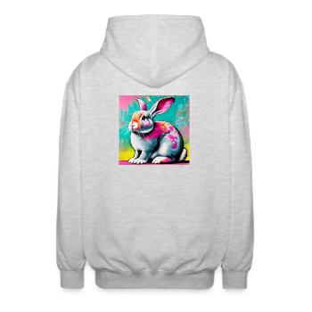 rabbit - Unisex Hooded Jacket - light heather grey - Back - AI Model Male 185 light (185cm)