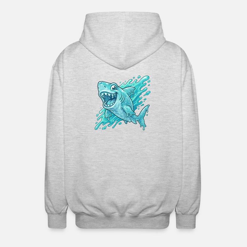 Aventure de Splash Shark Bleu - Veste à capuche unisexe - gris clair chiné
