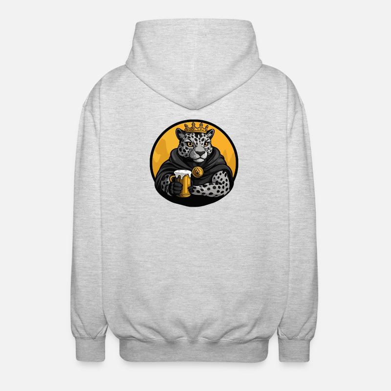 Leopard Bier Lustig - Unisex Kapuzenjacke - Hellgrau meliert