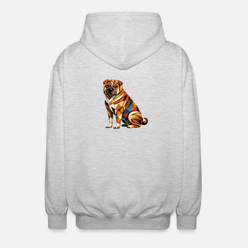 Shar pei Geometric - Veste à capuche unisexe - gris clair chiné