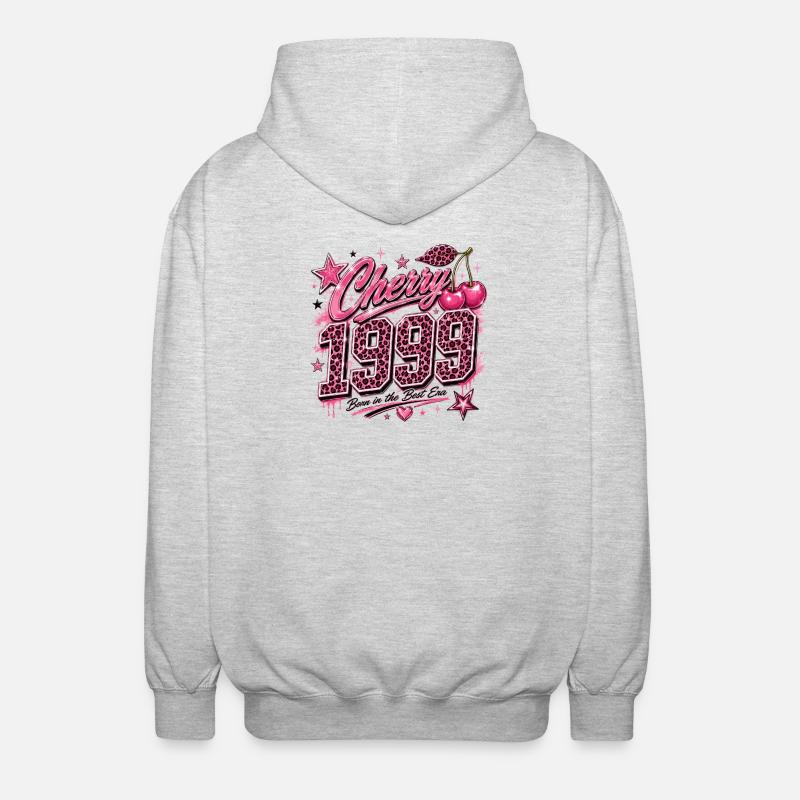 Cherry 1950's Leopard Pink - Unisex Hooded Jacket - light heather grey