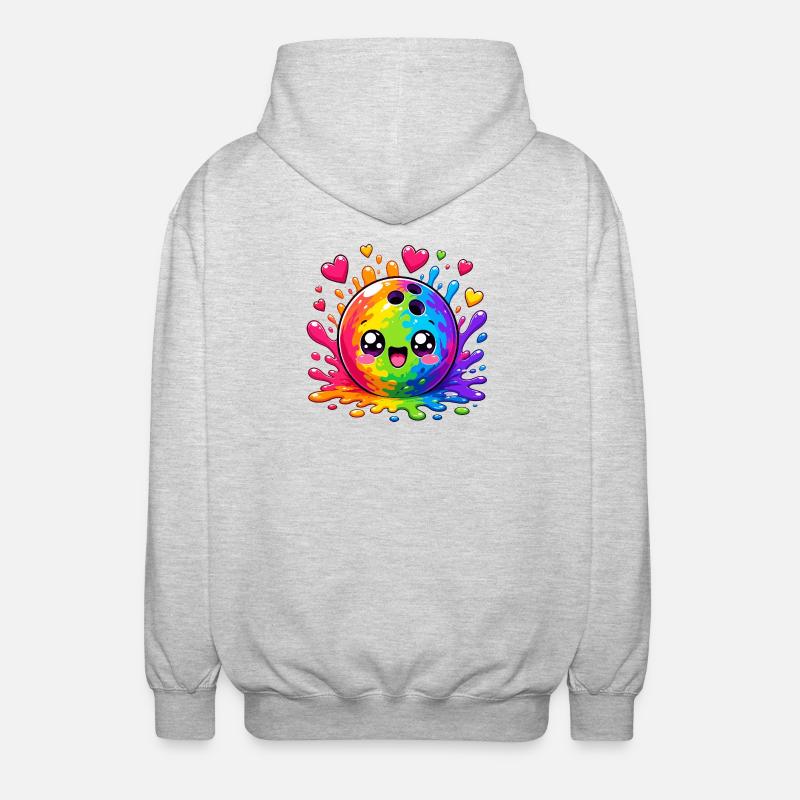 Kunterbunte Farbsplash Bowlingkugel - Unisex Kapuzenjacke - Hellgrau meliert