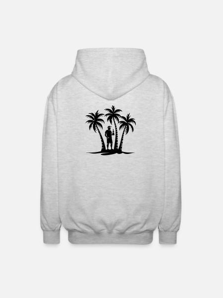 Vacationer Party Palm Trees - Unisex Hooded Jacket - light heather grey