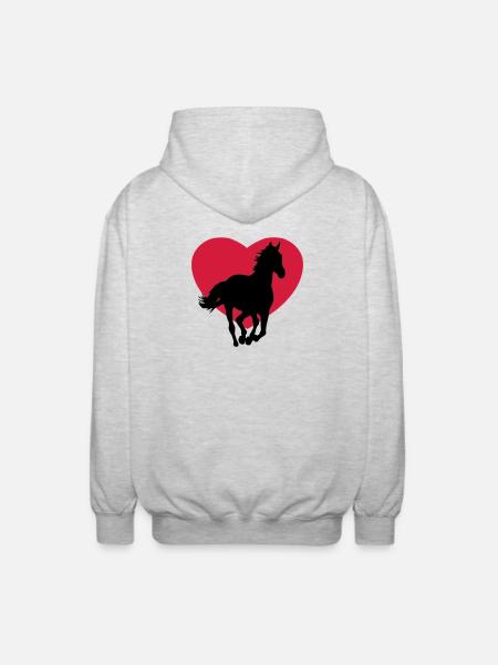 I love horses - Unisex Hooded Jacket - light heather grey