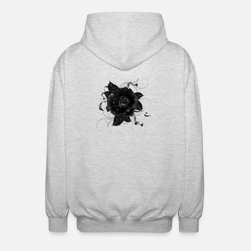 schwarze Gothic Rose mit dunklen Bändern - Unisex Kapuzenjacke - Hellgrau meliert