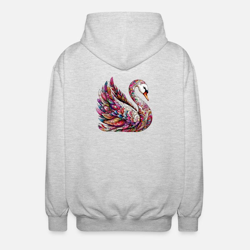 Schwan mit Mandalas verziert - Unisex Kapuzenjacke - Hellgrau meliert