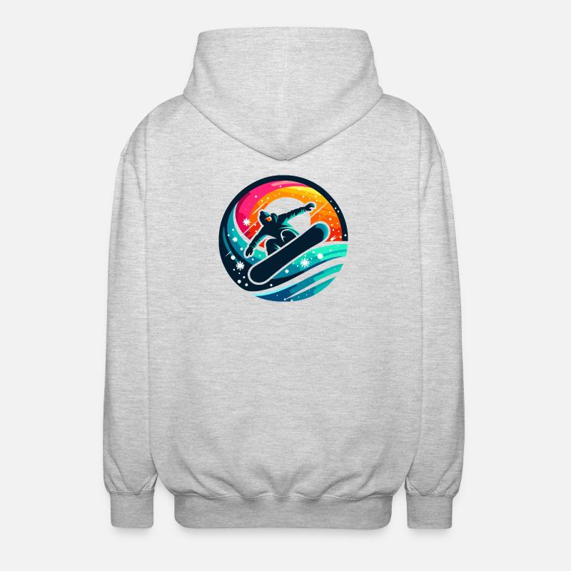 Vibrationen der Snowboard-Evolution - Unisex Kapuzenjacke - Hellgrau meliert