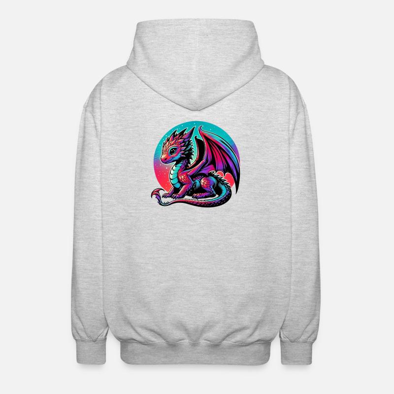 Drache - Unisex Kapuzenjacke - Hellgrau meliert