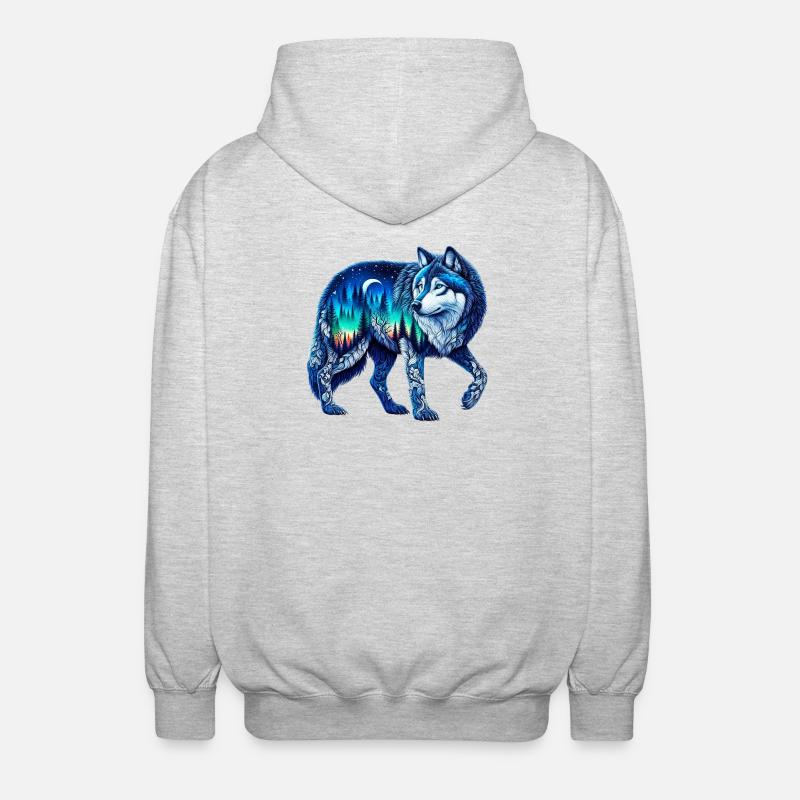 Wolf - Unisex Hooded Jacket - light heather grey