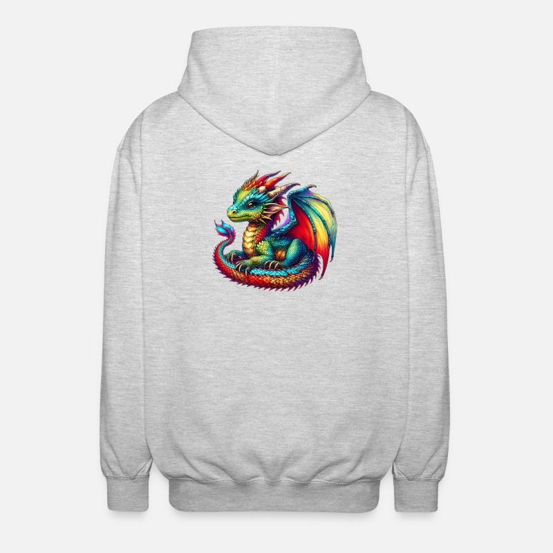 Drache - Unisex Kapuzenjacke - Hellgrau meliert