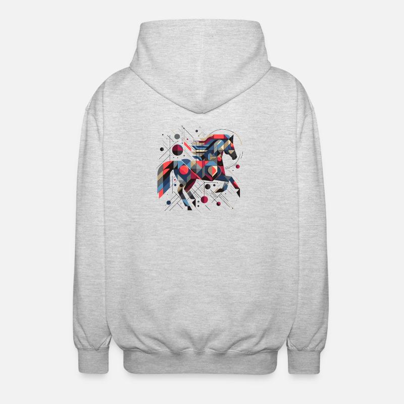 Abstraktes Tier Pferd 2 - Unisex Kapuzenjacke - Hellgrau meliert