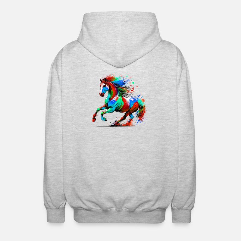 Pferd - Unisex Kapuzenjacke - Hellgrau meliert