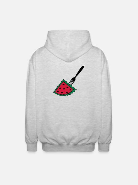Melon with fork - Unisex Hooded Jacket - light heather grey