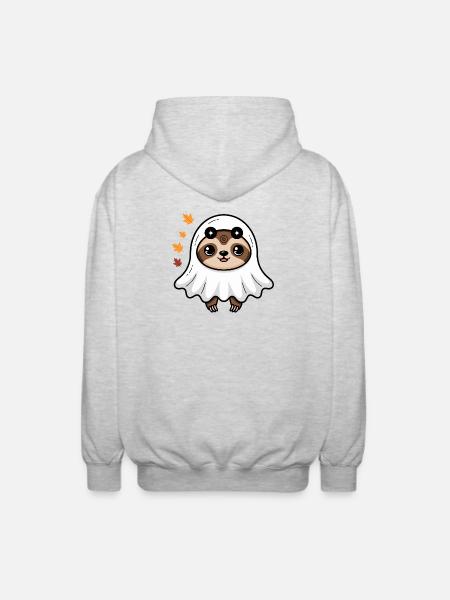  Süßes Faultier Halloween Geist Design mit - Unisex Kapuzenjacke - Hellgrau meliert